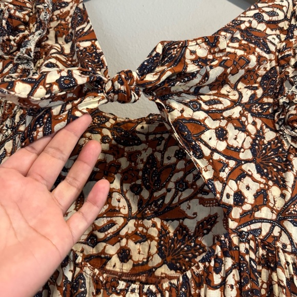 House of Harlow Floral Brown Maxi Boho Dress Lightweight Resortwear M - Picture 7 of 8